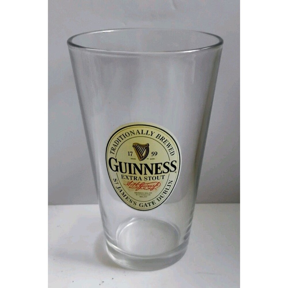 Vintage Guinness Extra Stout St James Gate Dublin Beer Pint Glass Label Logo